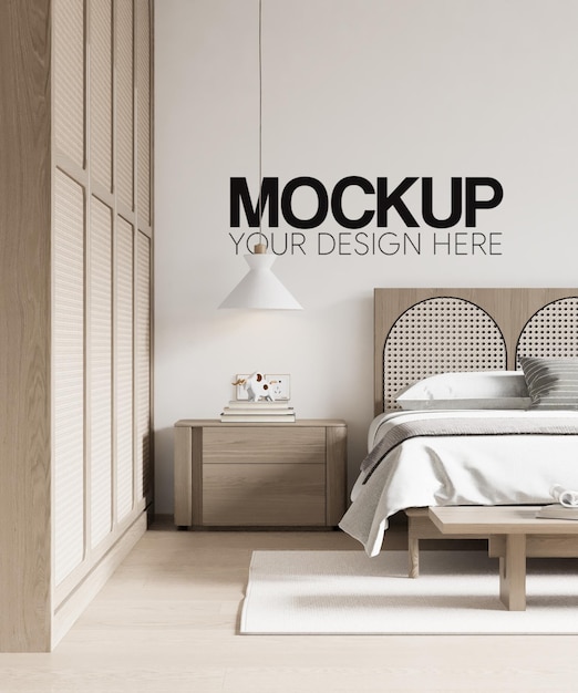 Interior Bedroom Wall Mockup