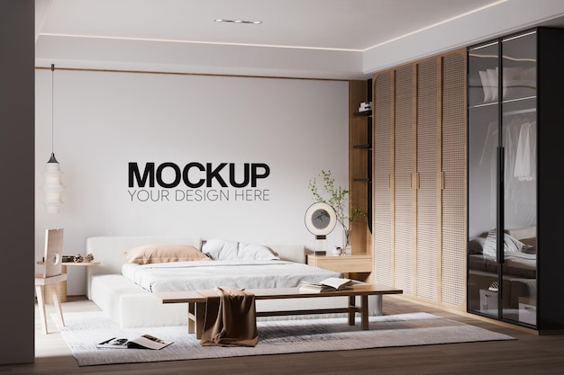 Interior Bedroom Wall Mockup