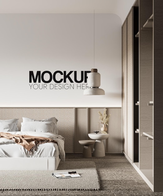 Interior Bedroom Wall Mockup