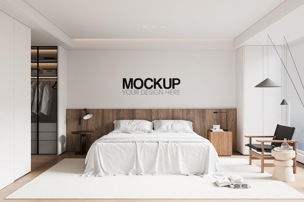 PSD interior bedroom wall mockup