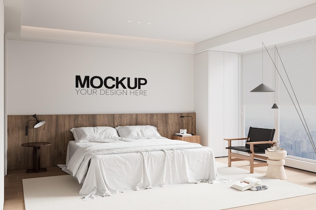 Interior Bedroom Wall Mockup