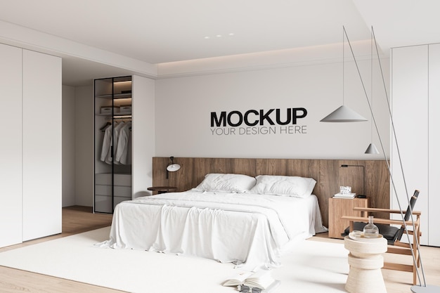 Interior Bedroom Wall Mockup