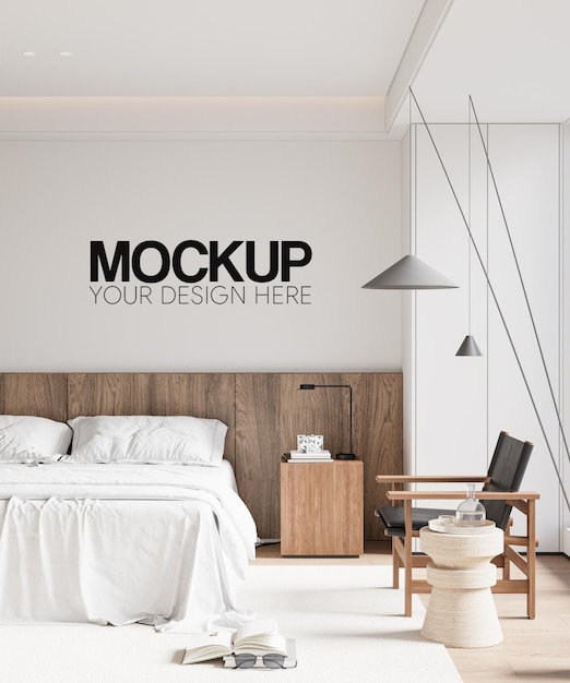 Interior bedroom wall mockup