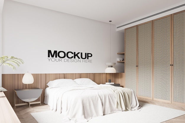 Interior Bedroom Wall Mockup