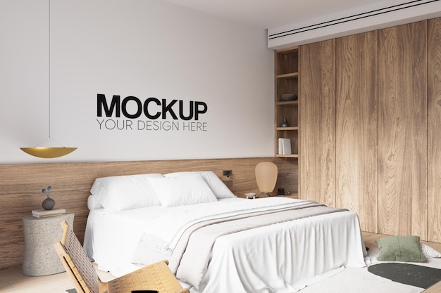 Interior Bedroom Wall Mockup