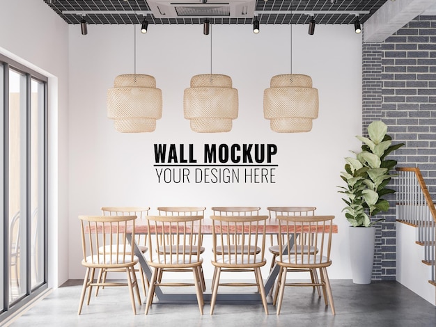Макет стены интерьера кафе 3d-рендеринг 3d-иллюстрация