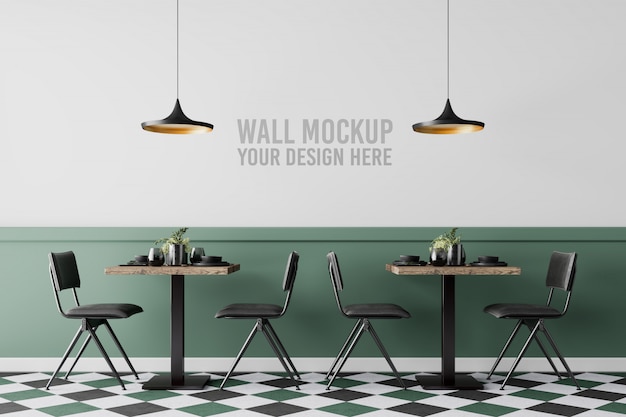 Interior cafe wall mockup