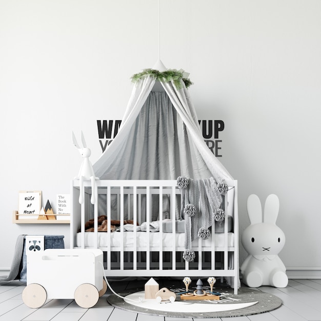 interior children playroom wall mockup