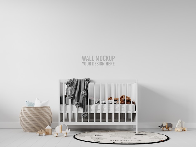 Interior children playroom wall mockup