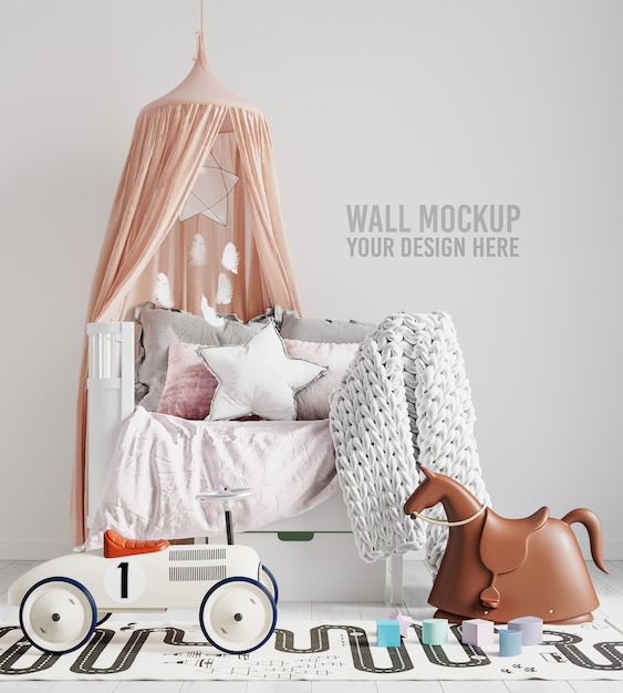 PSD interior children playroom wall mockup