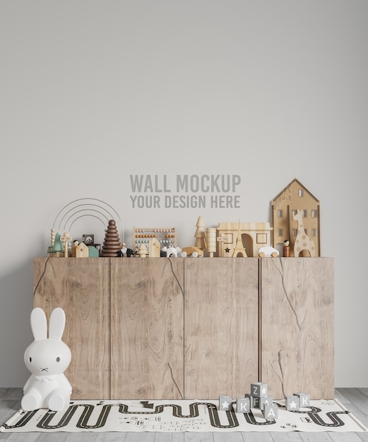 PSD interior childrens room wallpaper mockup