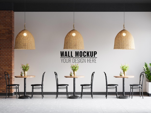 PSD interior coffee shop wall mockup