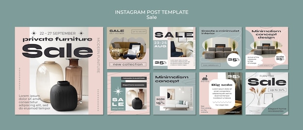 PSD interior decor sale instagram posts collection