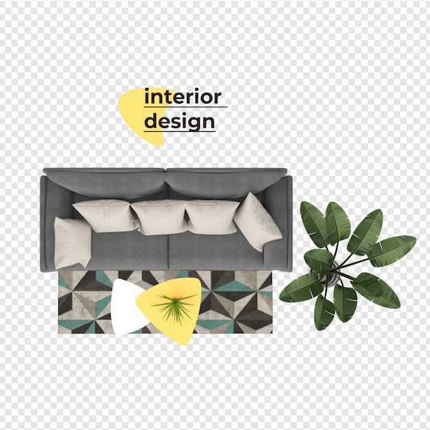 PSD interior decoration in 3d rendering design