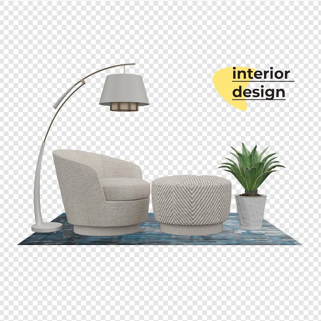 PSD decorazione d'interni in rendering 3d