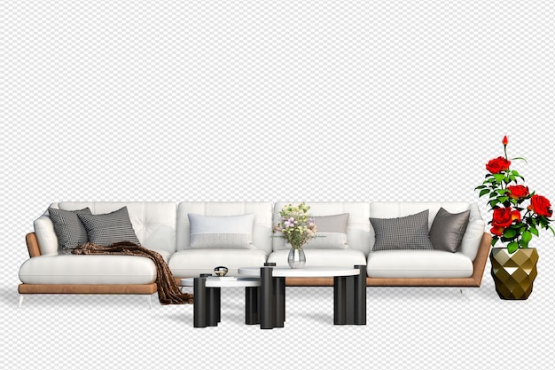 PSD interior decoration set in 3d