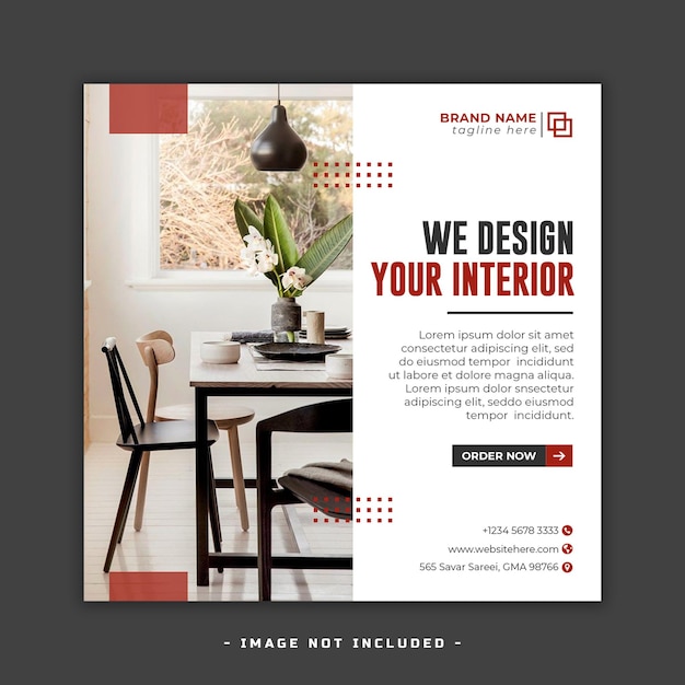 Interior design furniture instagram post template premium psd