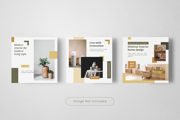 PSD interior design for instagram post banner template