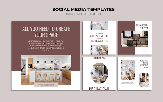 interior design instagram social media post templates