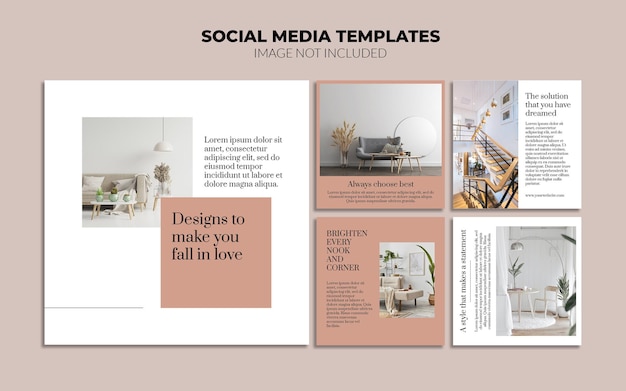 Interior design instagram social media post templates