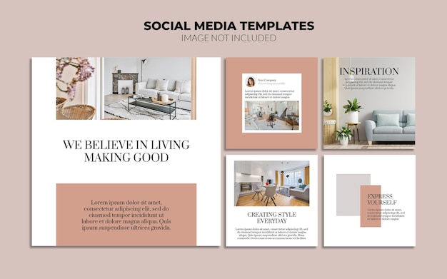 Interior design instagram social media post templates