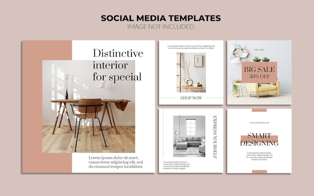 Interior design instagram social media post templates