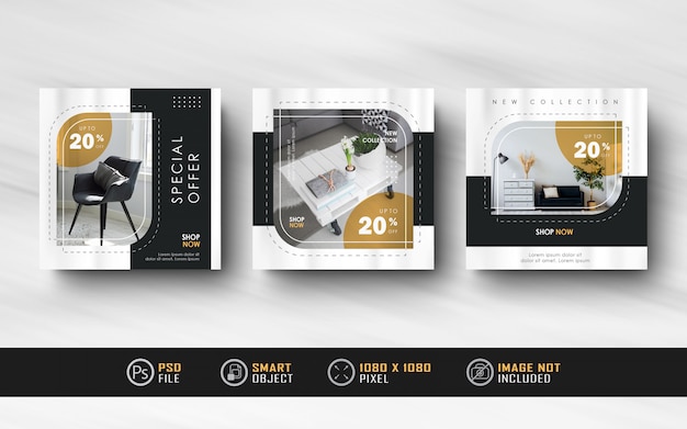 PSD interior design instagram social post templates