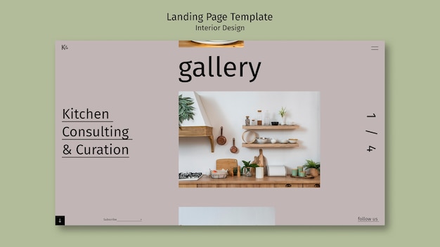 Interior design landing page design template