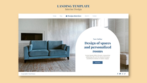 PSD interior design landing page template design