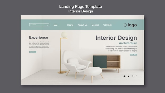 Interior design landing page template