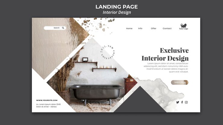 PSD interior design landing page template