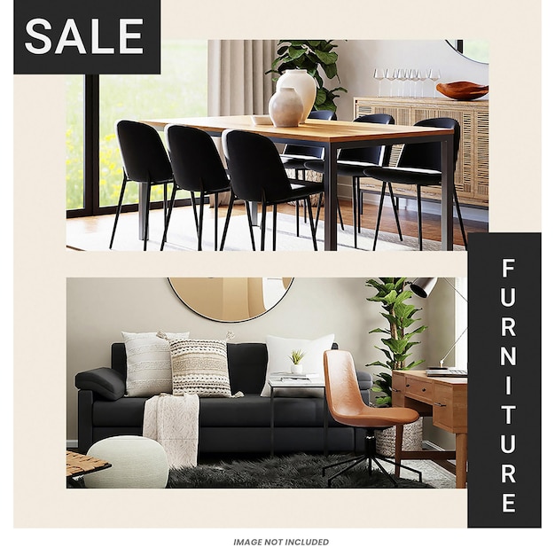 PSD interior design modern furniture instagram post template psd design