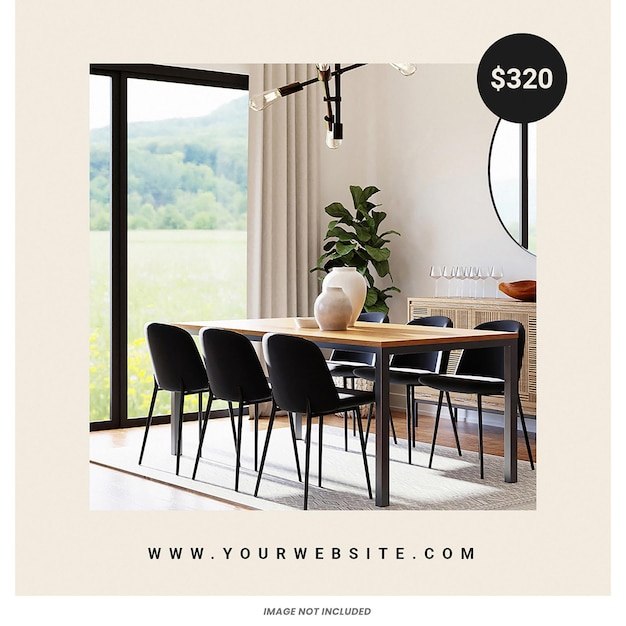 PSD interior design modern furniture instagram post template psd design