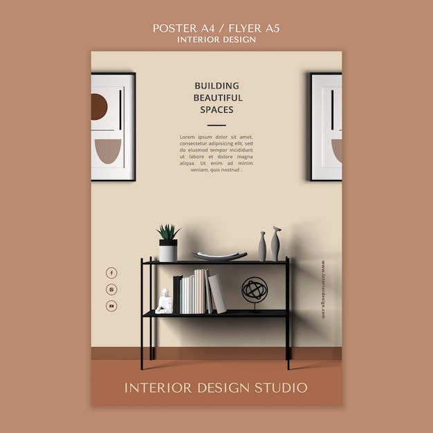 Interior design poster flyer template