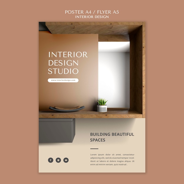PSD interior design poster flyer template