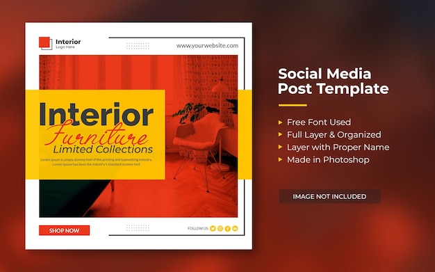Interior design social media instagram post templates