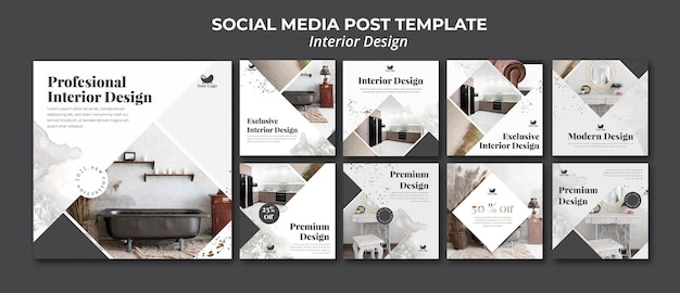 Interior design social media post template