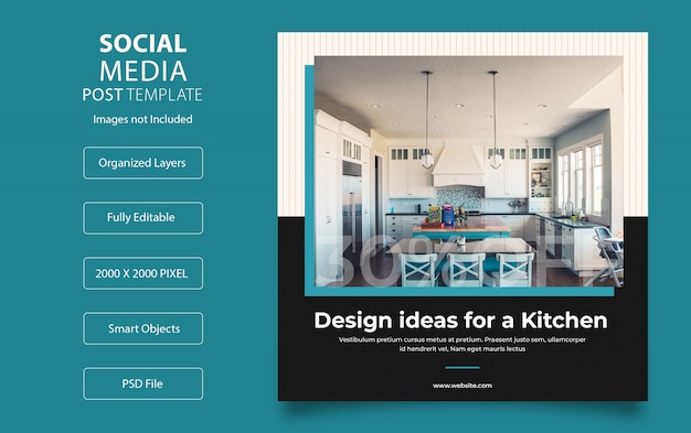 PSD interior design social media post template