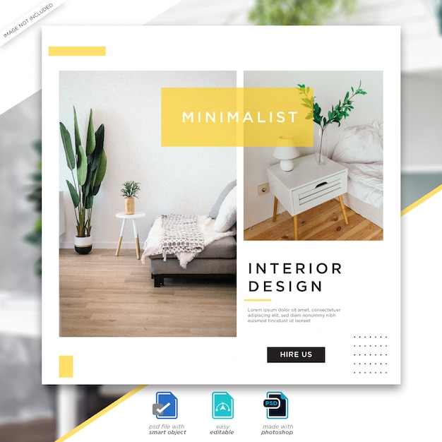 Interior design social media posts template premium psd