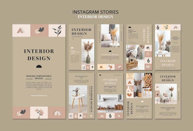 PSD storie di social media di interior design