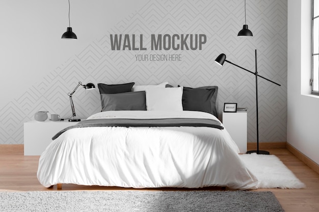 PSD interior design with minimal mock-up wall