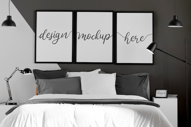 PSD interior design with mock-up frames