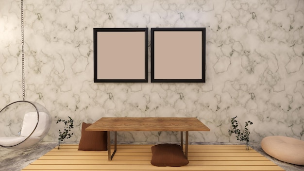 PSD interior design with mock-up frames