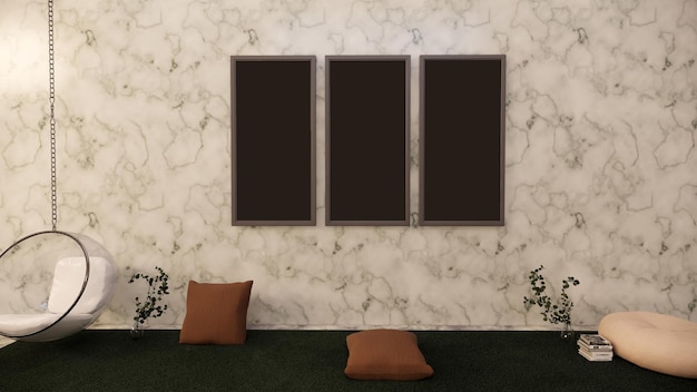 Interior design with mock-up frames