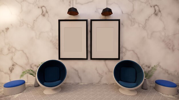 PSD interior design with mock-up frames