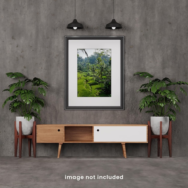 Interior design with mockup frames