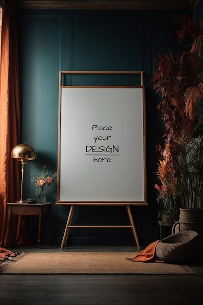 Interior design with mockup frames