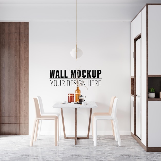 Interior dining room wall mockup  3d rendering 3d illustration