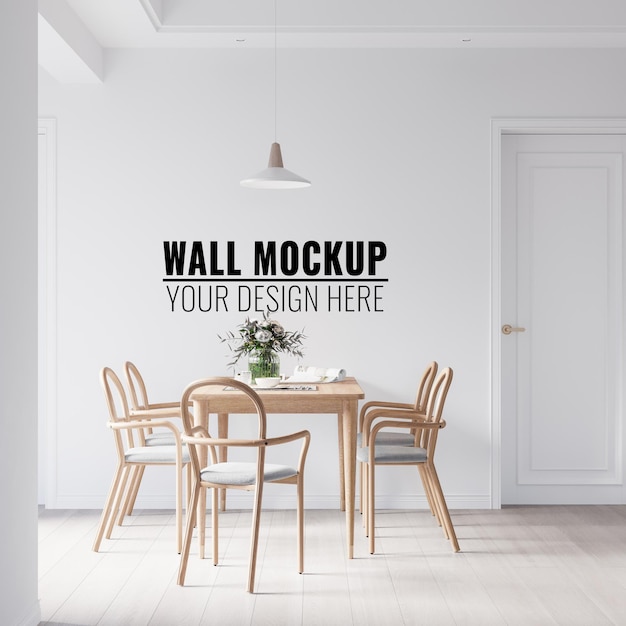 Interior Dining Room Wall Mockup  3d Rendering 3d Illustration