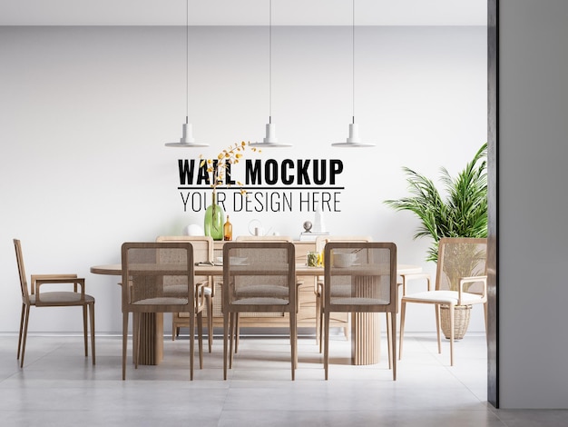 Interior dining room wall mockup  3d rendering 3d illustration